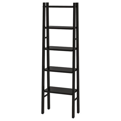 Étagère VILTO noire, style échelle avec 4 étagères, en bouleau massif.