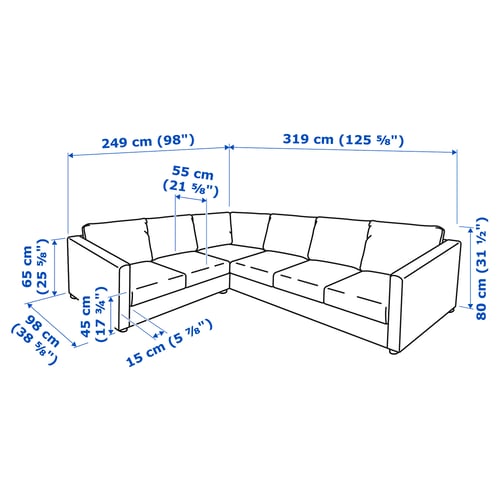 Illustration avec les mesures du produit : VIMLE.