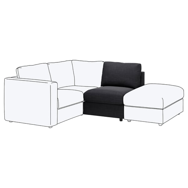 Canapé sectionnel VIMLE en gris foncé, avec un design en forme de L et une housse amovible et lavable en machine.