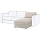 Canapé VIMLE gris clair avec chaise longue de rangement, design minimaliste moderne.