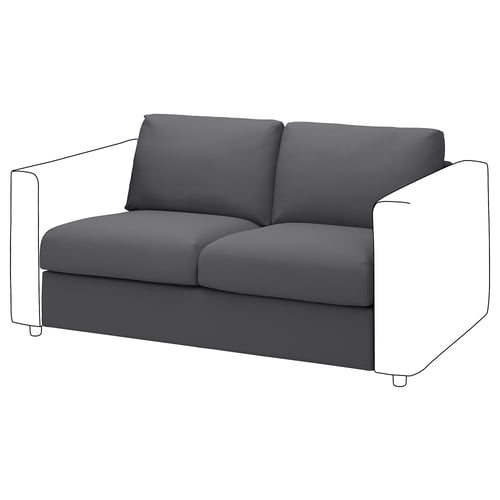 Canapé VIMLE gris, design moderne aux lignes épurées, coussins moelleux et housses amovibles.