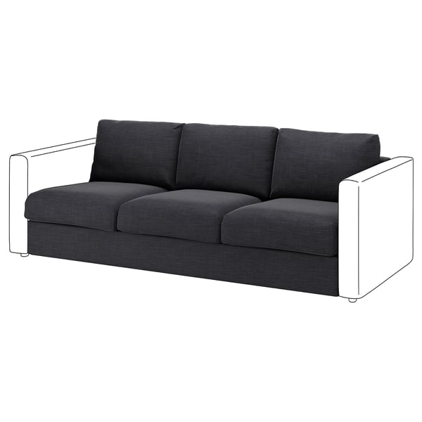 Canapé gris 3 places VIMLE, design moderne avec coussins amovibles.