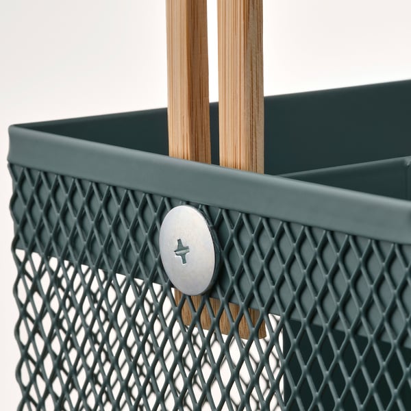 Porte-couverts Vimpefisk, maille grise élégante avec manche en bois, design robuste.