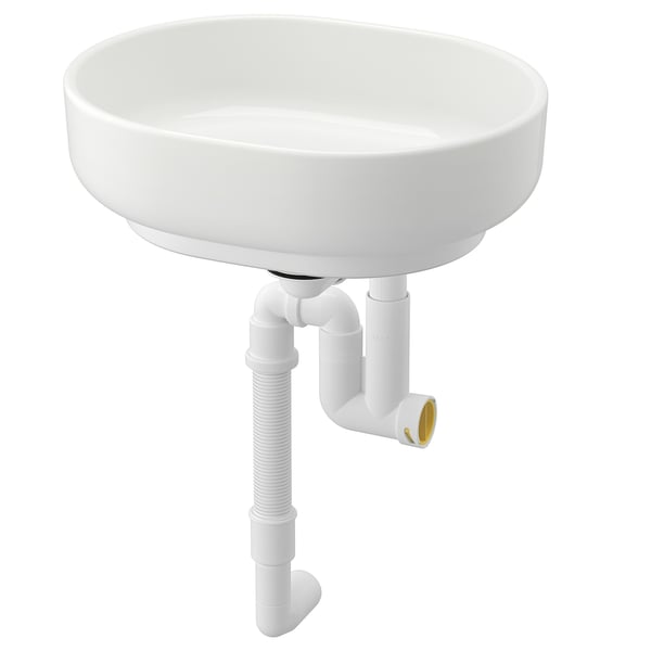 VINDELÄLVEN Lavabo intégré avec siphon, blanc, 39x31 cm