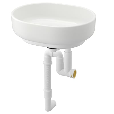 VINDELÄLVEN Lavabo intégré avec siphon, blanc, 39x31 cm