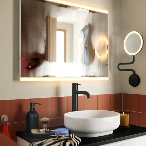 VINDELÄLVEN Lavabo intégré avec siphon, blanc, 39x31 cm