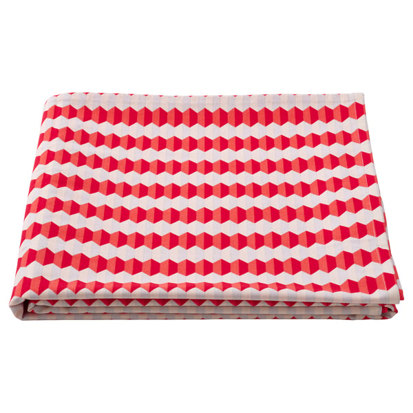 VINTERFINT Nappe, rayé blanc/rouge, 145x240 cm