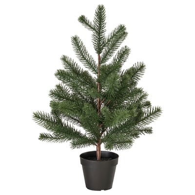 Arbre de Noël artificiel, VINTERFINT, vert, en pot, en plastique, plein, forme classique.