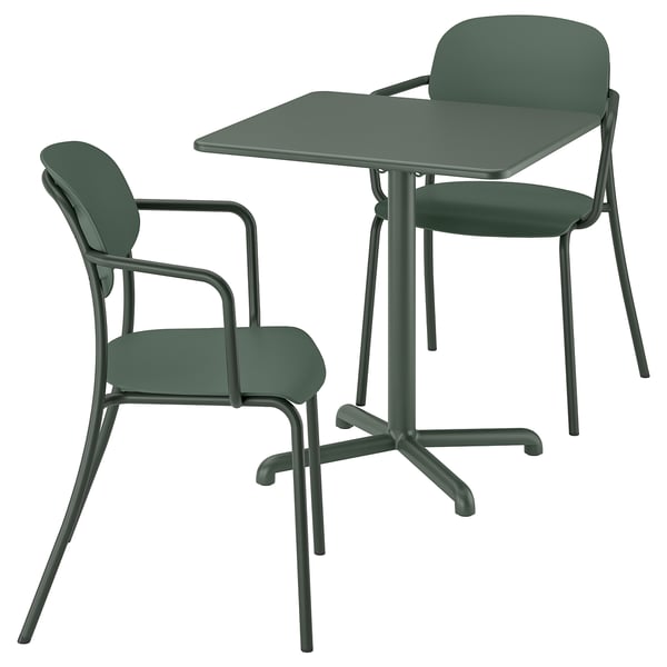 VISINGSÖ / VISINGSÖ Table et 2 chaises, extérieur vert profond/vert profond, 70x70 cm