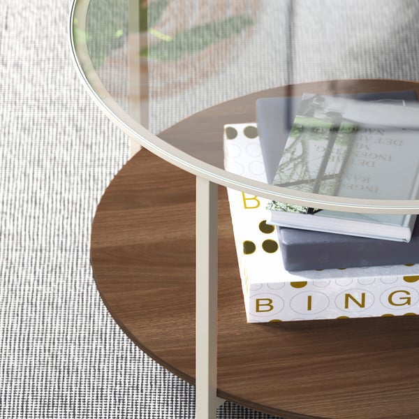 VITTSJÖ Table basse, beige clair/verre, 75 cm