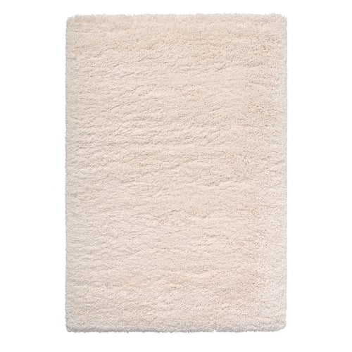 VOLLERSLEV : tapis à poils longs blanc doux, rectangulaire, poils texturés, insonorisant.