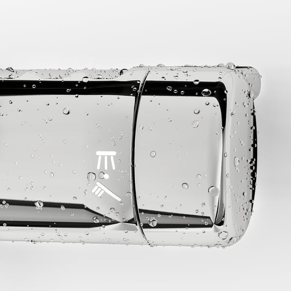 Pomme de douche VOXNAN avec jet en maille pour un rinçage amélioré ; Arrêt sûr et mélangeur au toucher froid.