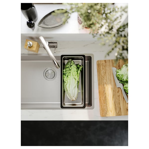 VRESJÖN Évier intégré, 1 bac, acier inoxydable, 73x44 cm