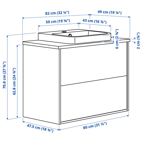 ÄNGSJÖN / BACKSJÖN Wastafel+lades/wasbak