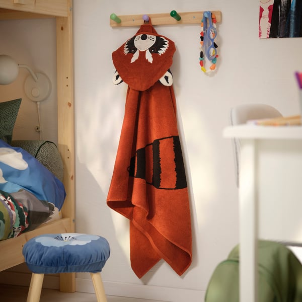 ALPTALL Handdoek met capuchon, rode panda, 70x140 cm
