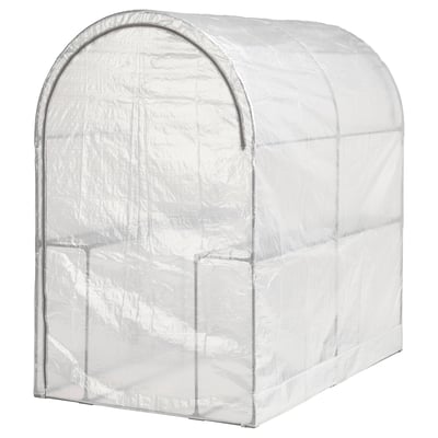 ASPAREN kas, wit, semi-transparant, gebogen kubusontwerp met ritssluiting, perfect voor tuinieren.