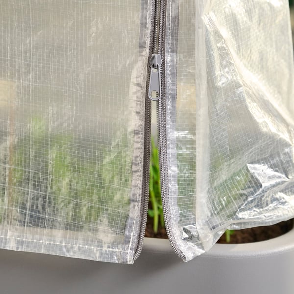 ASPAREN zelfgekweekte plantenhoes met ritssluiting. Wit, mesh, semi-transparant, beschermend ontwerp.