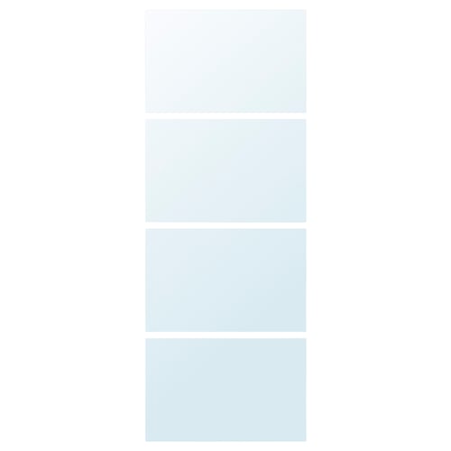 Set van vier lichtblauwe spiegelpanelen, perfect voor deuren.