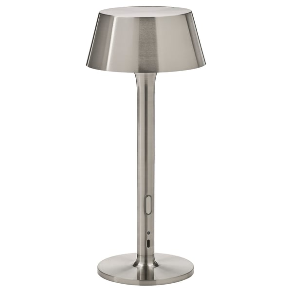AVHÅLL Draagbare led-lamp, op batterijen dimbaar/vernikkeld buiten, 29 cm