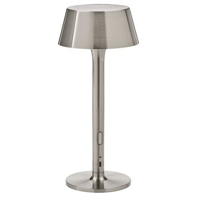 AVHÅLL Draagbare led-lamp, op batterijen dimbaar/vernikkeld buiten, 29 cm