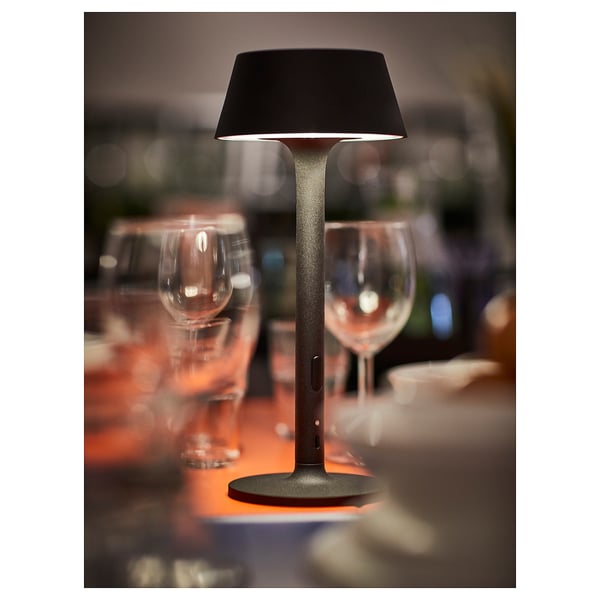 AVHÅLL Draagbare led-lamp, op batterijen dimbaar/zwart buiten, 29 cm