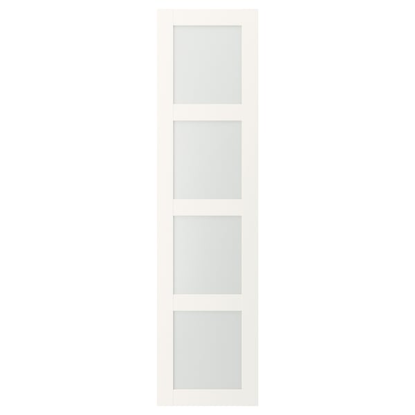 Een witte BERGSBO kastdeur met matglas in een modern, vierkante stijl.