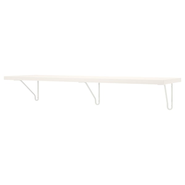 Een BERGSHULT witte wandplank met metalen beugels.