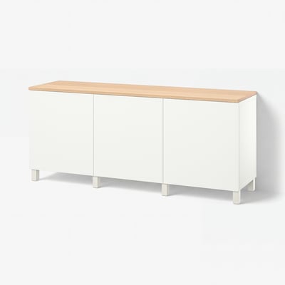 BESTÅ Opberger met deuren, wit/Lappviken/Stubbarp wit, 180x42x76 cm