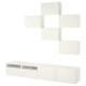 Witte BESTÅ tv-opbergcombinatie met planken en lades, minimalistisch design.