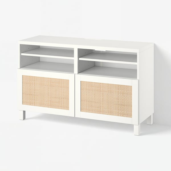 BESTÅ Tv-meubel met deuren, wit/Studsviken/Stubbarp wit, 120x42x74 cm