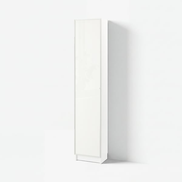 BILLY / HÖGBO Boekenkast combinatie glazen deuren, wit, 40x30x202 cm
