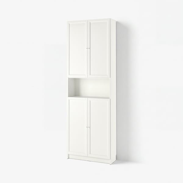 BILLY / OXBERG Boekenkast met deuren, wit, 80x30x237 cm