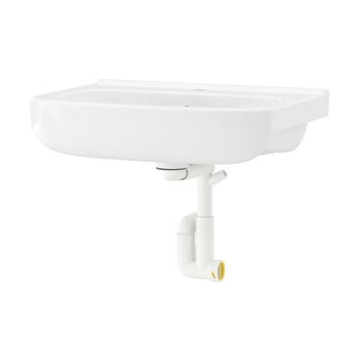 BJÖRKÅN witte keramische wandspoelbak; strak, rechthoekig ontwerp; Inclusief valmontage.