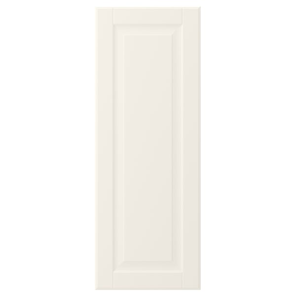 Een witte BODBYN keukenkastdeur met een afgeschuind paneelontwerp. De deur is rechthoekig en gemaakt van vezelplaat met een gladde gelakte afwerking.