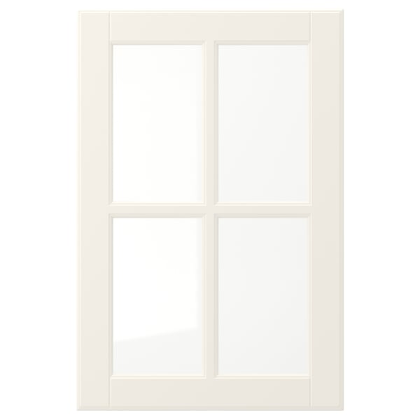 Een witte, rechthoekige kastdeur met vier afgeschuinde panelen in een klassieke stijl. Het is een glad, gelakt oppervlak dat gemakkelijk schoon te maken is.