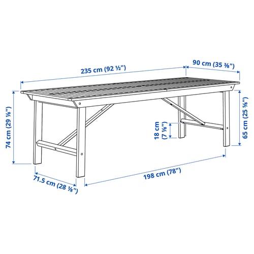 Illustratie met afmetingen voor het product: BONDHOLMEN.