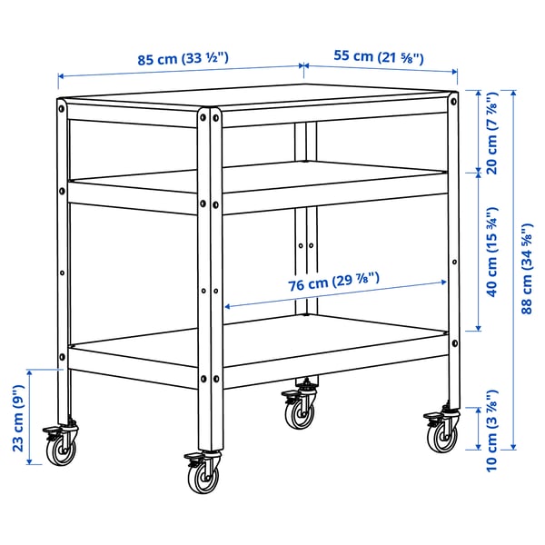 BROR Roltafel, zwart/grenen triplex, 85x55 cm