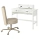BRYTNING Bureau en stoel, wit/beige, 110x53 cm