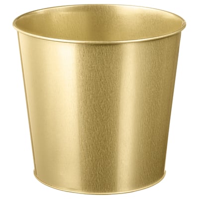 Goudkleurige cilindrische metalen plantenbak; slank, duurzaam ontwerp; Perfect voor kamerplanten.