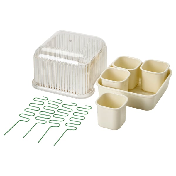 DOFTRIPS Kweekset, transparant/ecru, 16x16x14.5 cm