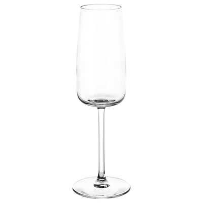 Helder, hoog, slank champagneglas; Elegant design, glanzende afwerking.