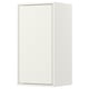 Een ikea EKET witte rechthoekige kast met een spiegeldeur.