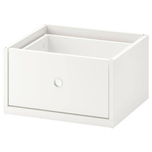Een witte ELVARLI-lade, met strakke lijnen en een minimalistisch ontwerp, perfect voor het organiseren van items.