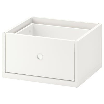 Een witte ELVARLI-lade, met strakke lijnen en een minimalistisch ontwerp, perfect voor het organiseren van items.