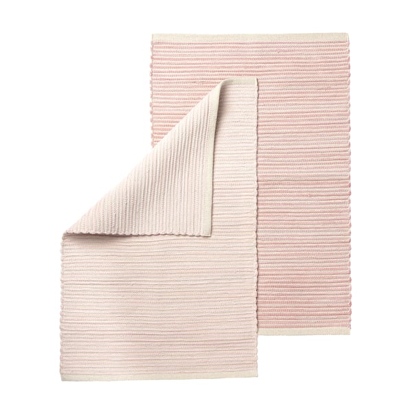 Handgeweven ENERGIKÄLLA vloerkleed, pastelkleuren, katoen, rechthoekig, gestructureerd ontwerp.