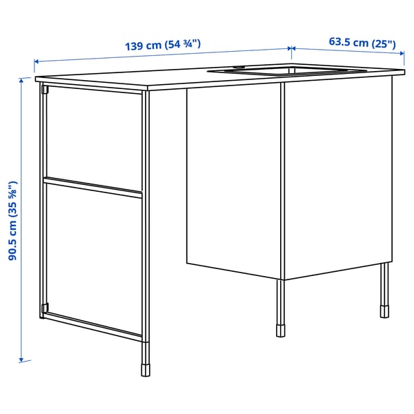 ENHET Opbergcombinatie, wit, 139x63.5x90.5 cm