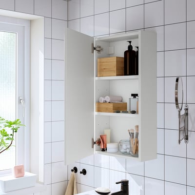 ENHET Spiegelkast met deur, wit, 40x17x75 cm