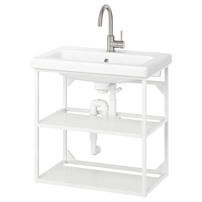 Witte ENHET wastafelopstelling voor de badkamer met metalen frame en zichtbaar sanitair.