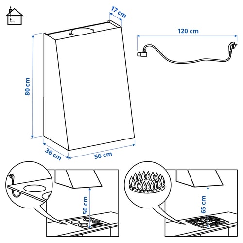 Illustratie met afmetingen voor het product: FIVELSBO.