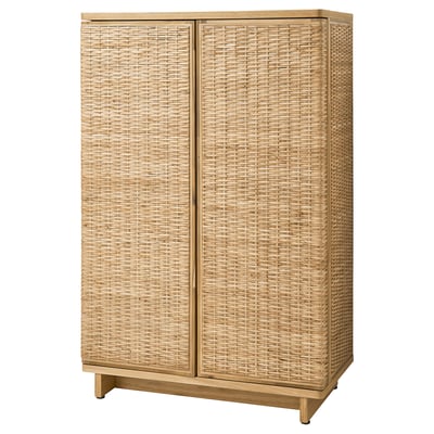 FRYKSÅS rieten kast, naturel beige, rechthoekig, met schuifdeuren.